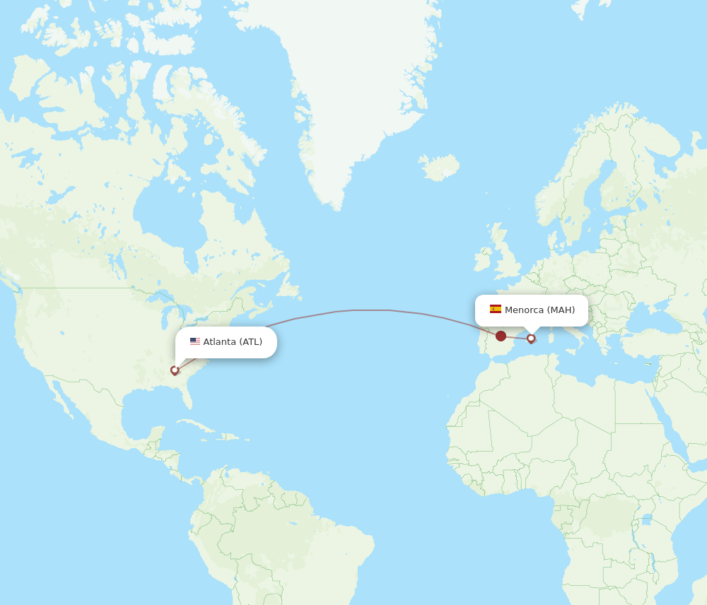 ATL-MAH flight routes