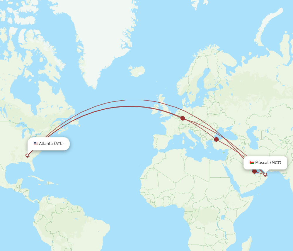 ATL-MCT flight routes