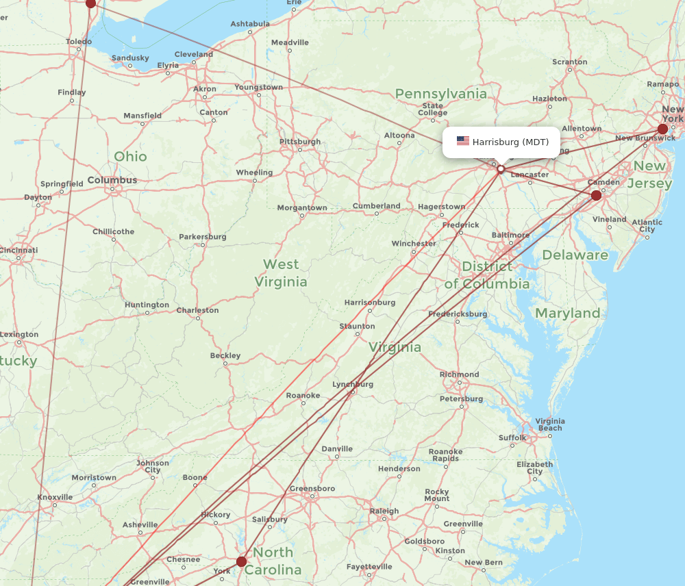 ATL-MDT flight routes