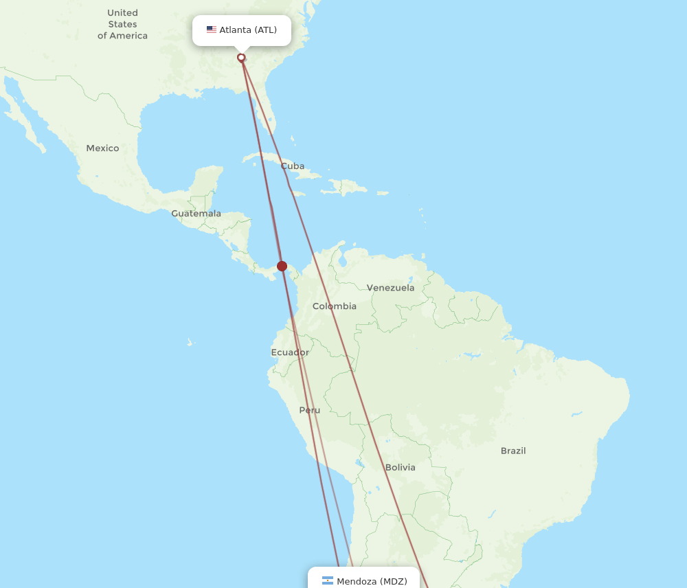 ATL to MDZ flights and routes map