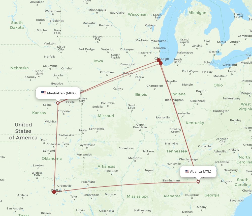 ATL-MHK flight routes
