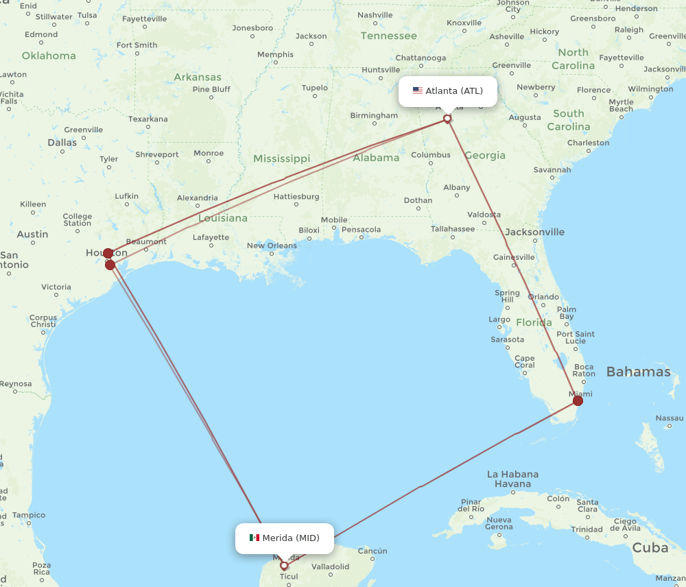 ATL-MID flight routes