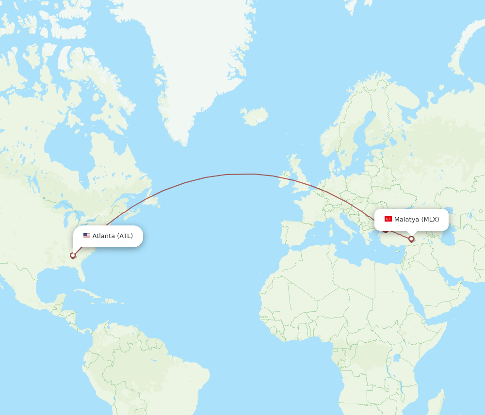 ATL to MLX flights and routes map