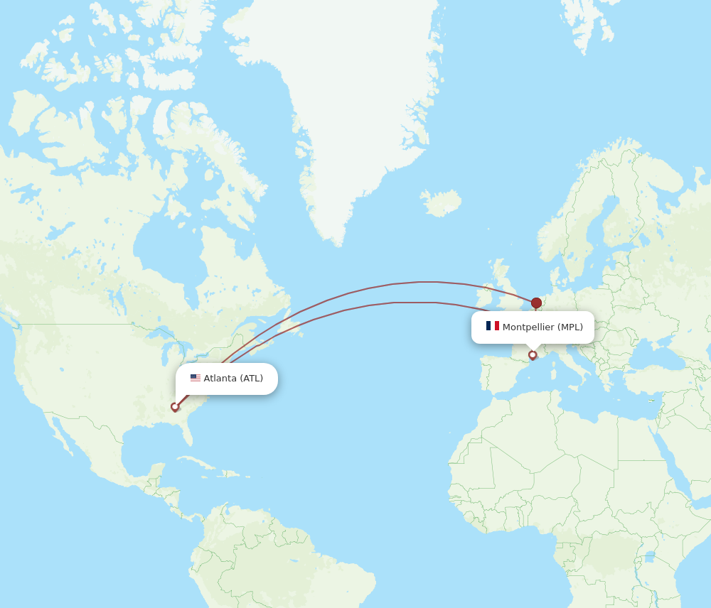 ATL to MPL flights and routes map