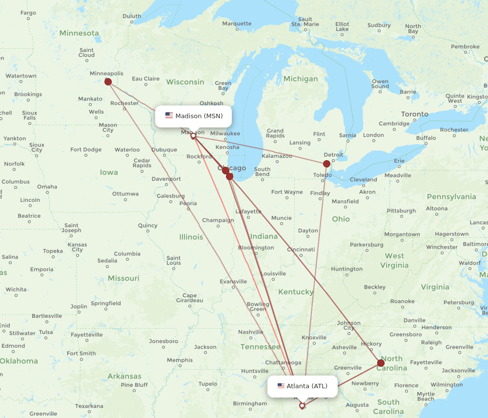 ATL-MSN flight routes