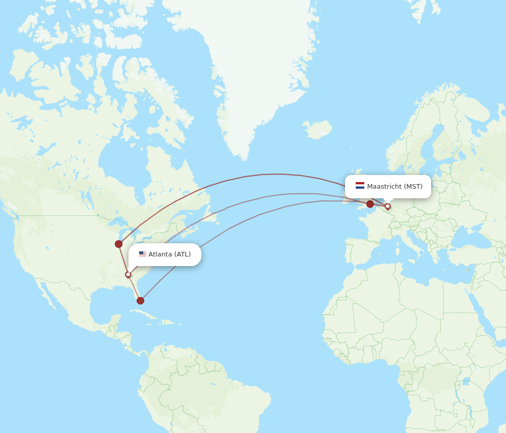 ATL-MST flight routes