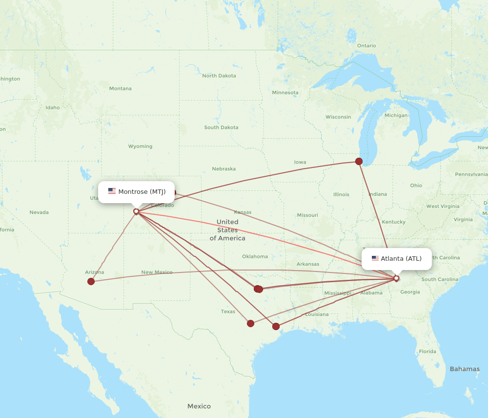 ATL-MTJ flight routes