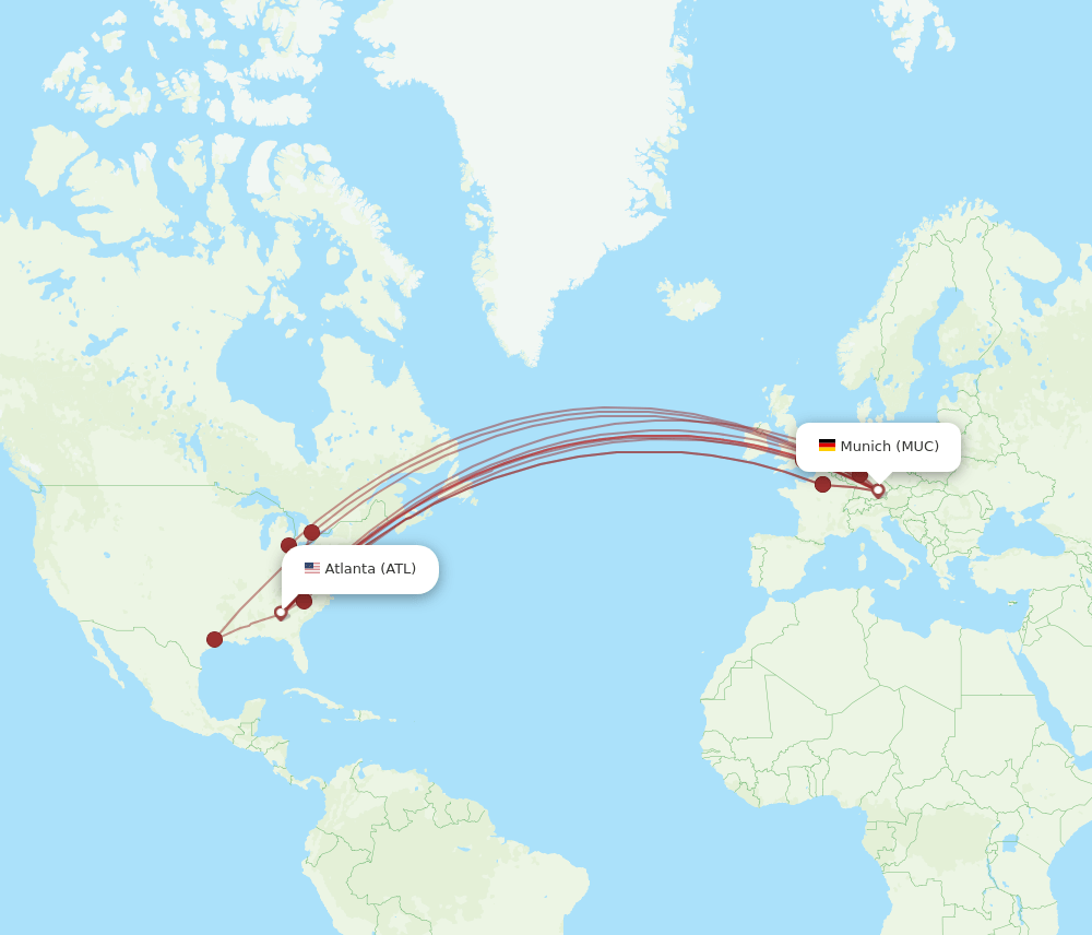 ATL to MUC flights and routes map