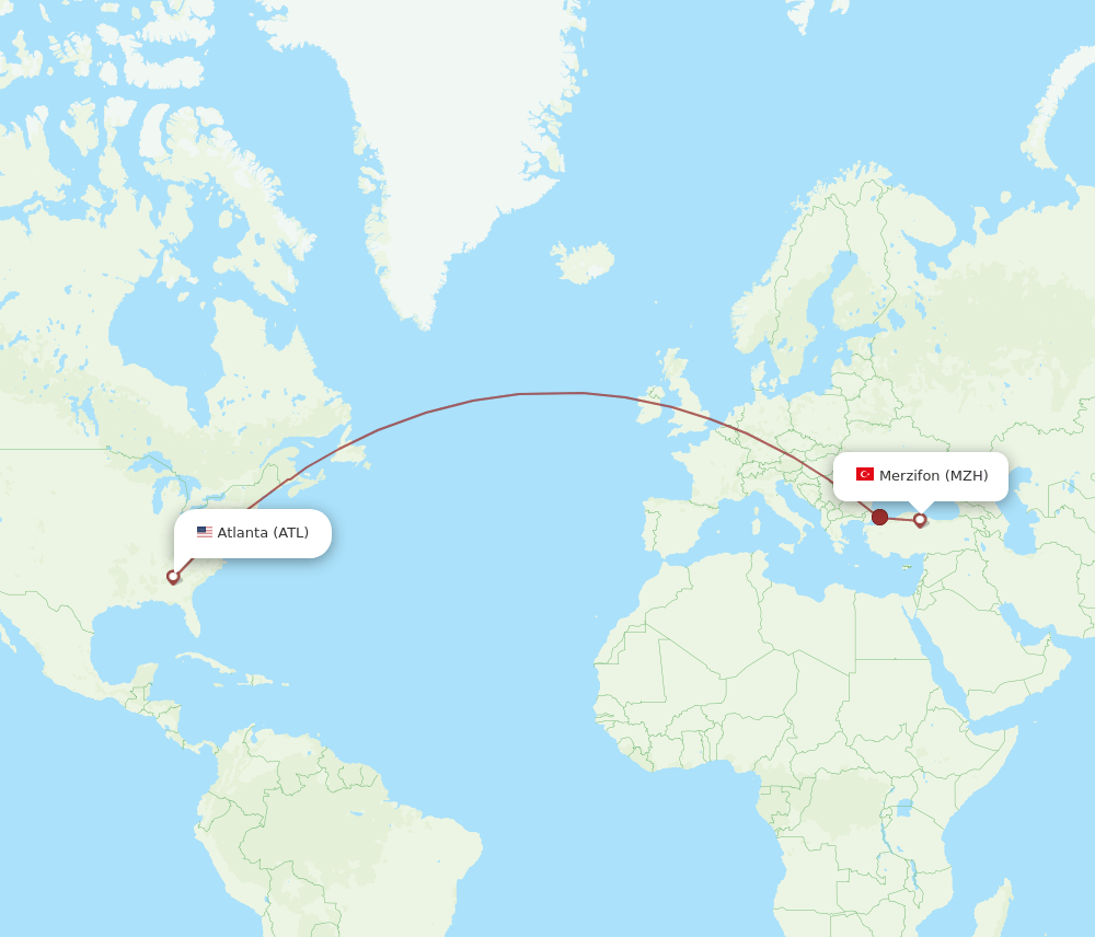 ATL to MZH flights and routes map