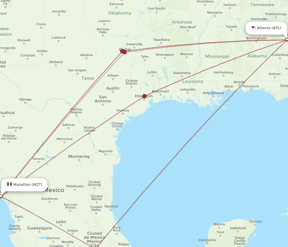 ATL-MZT flight routes