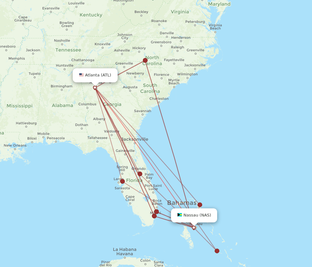 ATL-NAS flight routes