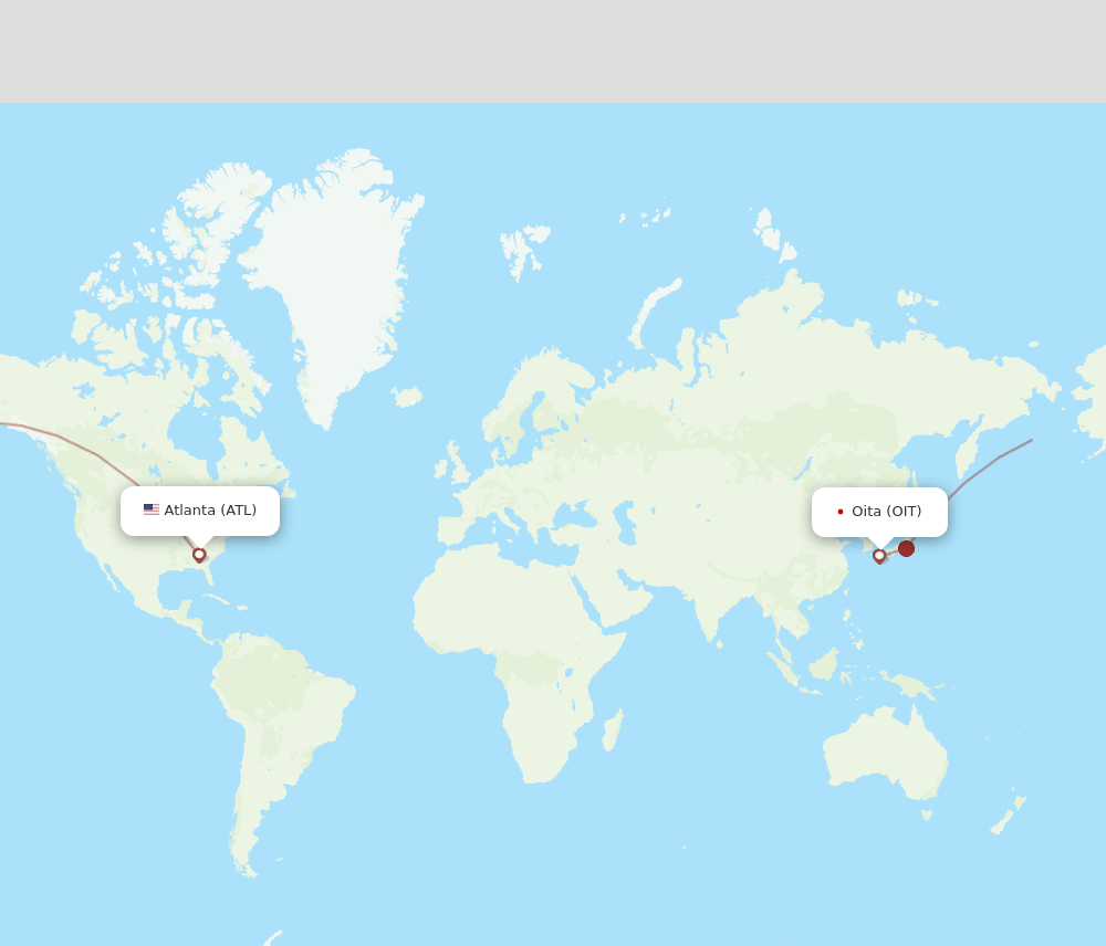 ATL to OIT flights and routes map