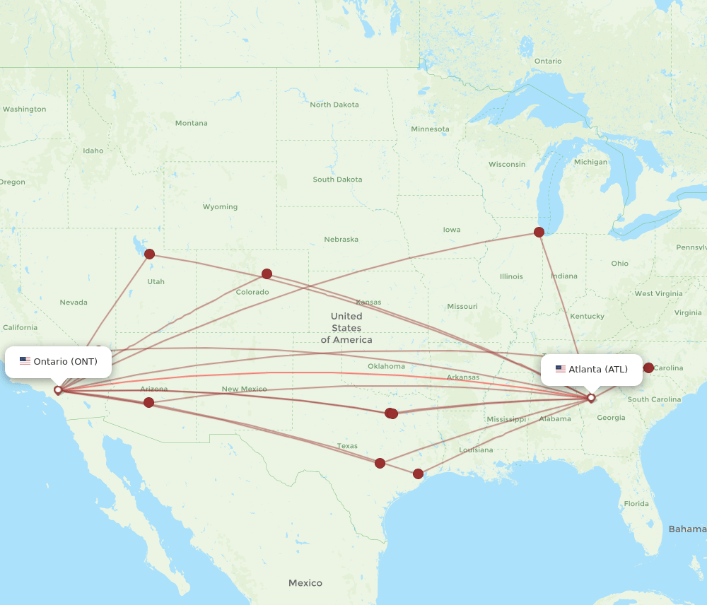 ATL-ONT flight routes