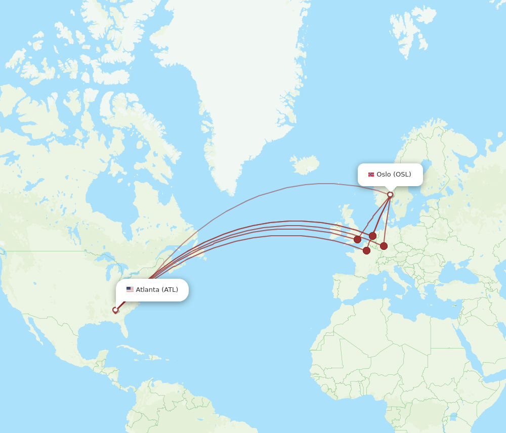 ATL-OSL flight routes