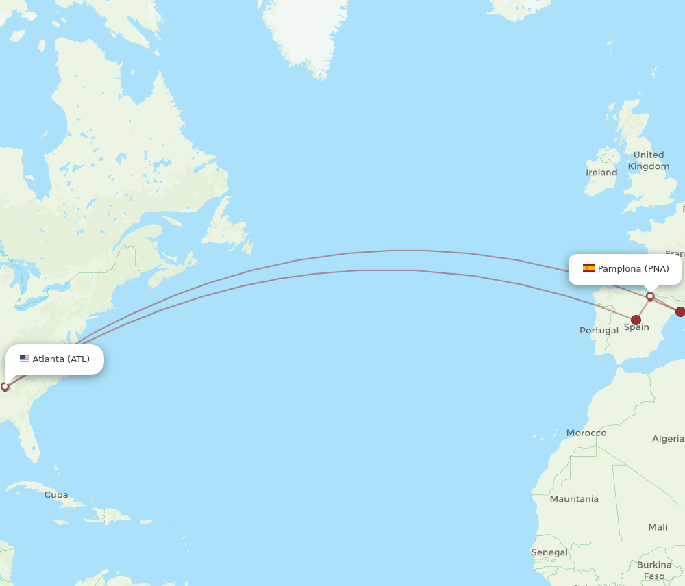 ATL-PNA flight routes
