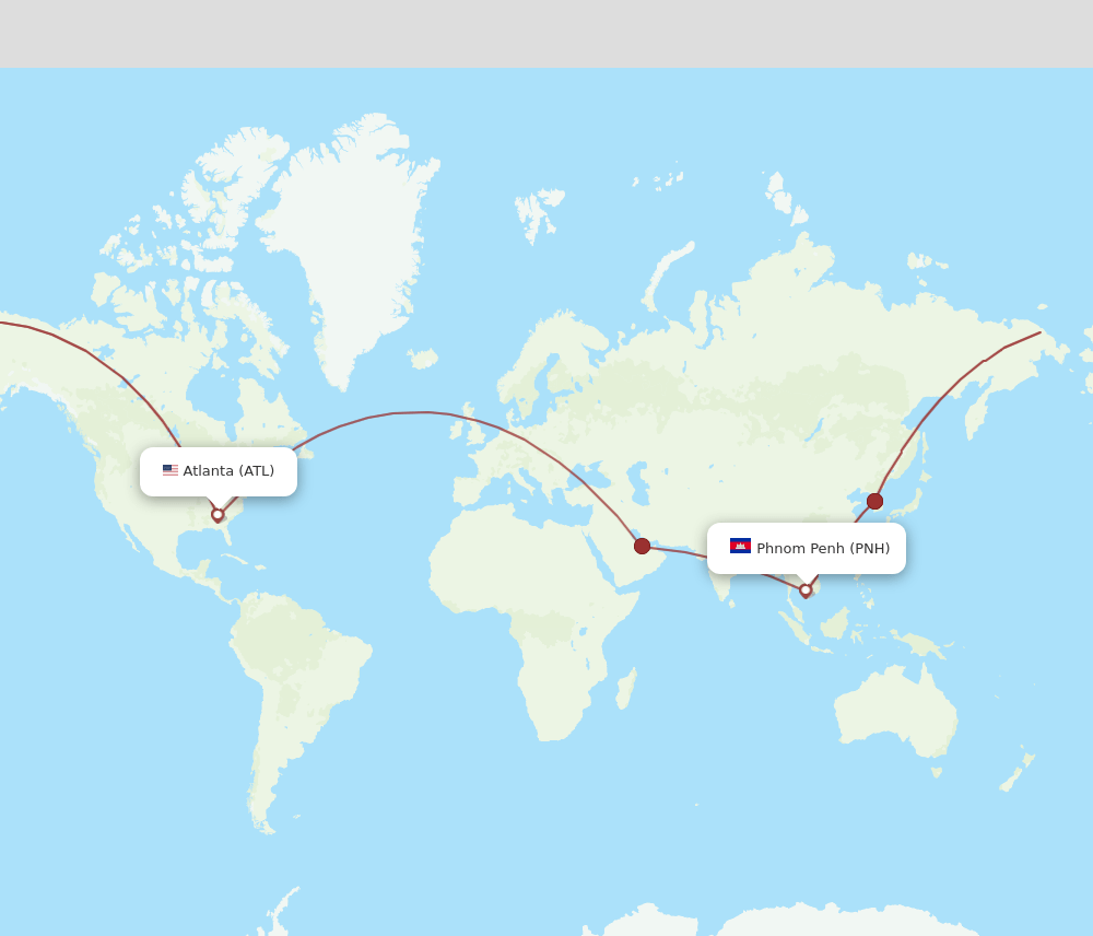 ATL-PNH flight routes