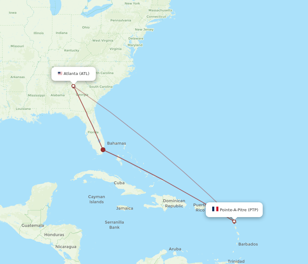 ATL-PTP flight routes