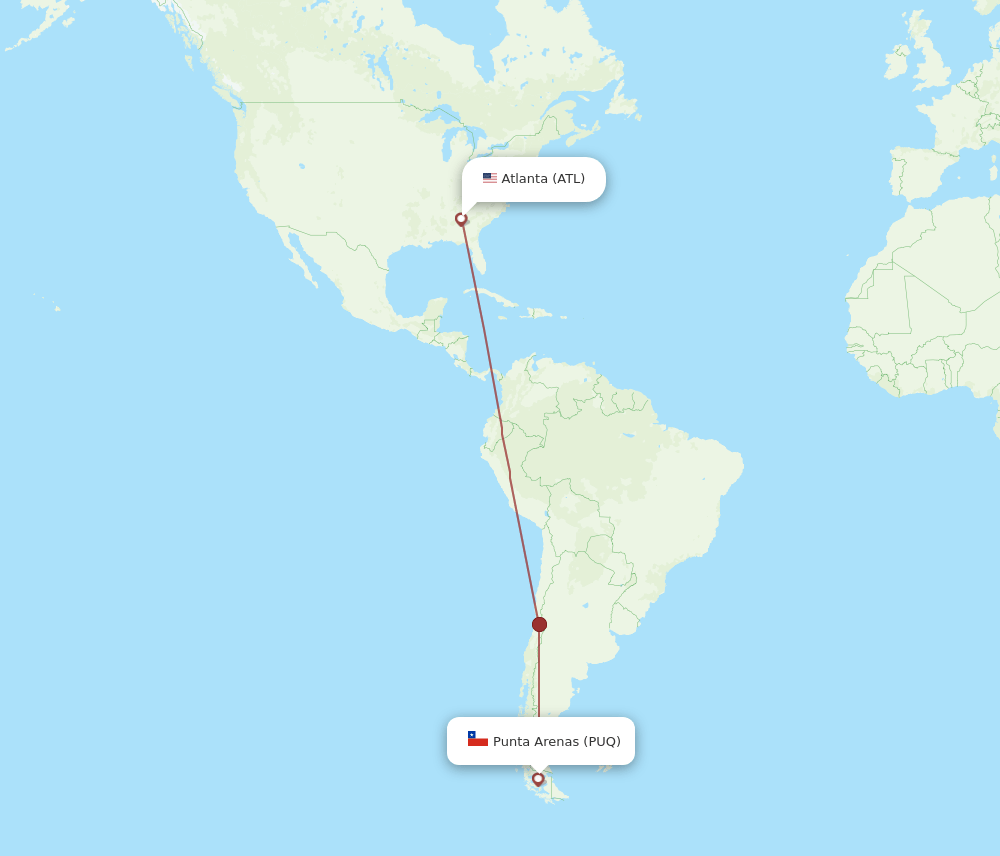 ATL to PUQ flights and routes map
