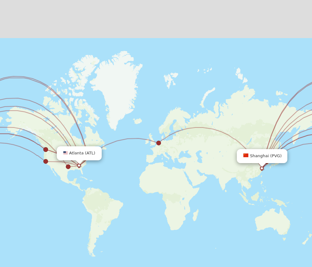ATL to PVG flights and routes map