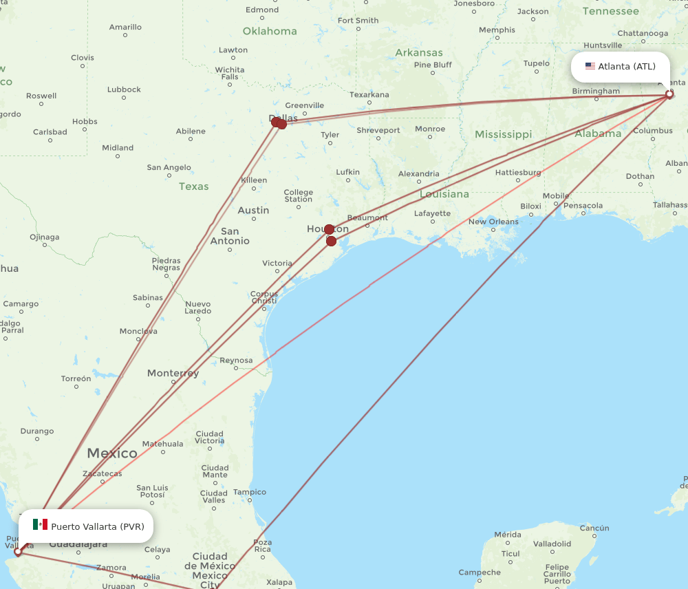 ATL-PVR flight routes