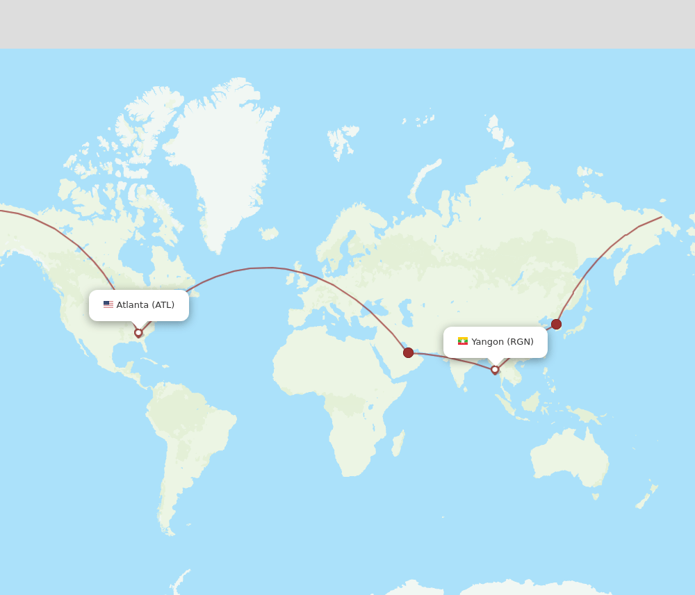 ATL to RGN flights and routes map