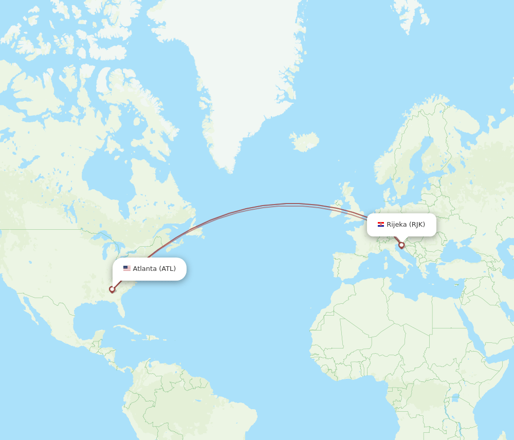 ATL-RJK flight routes