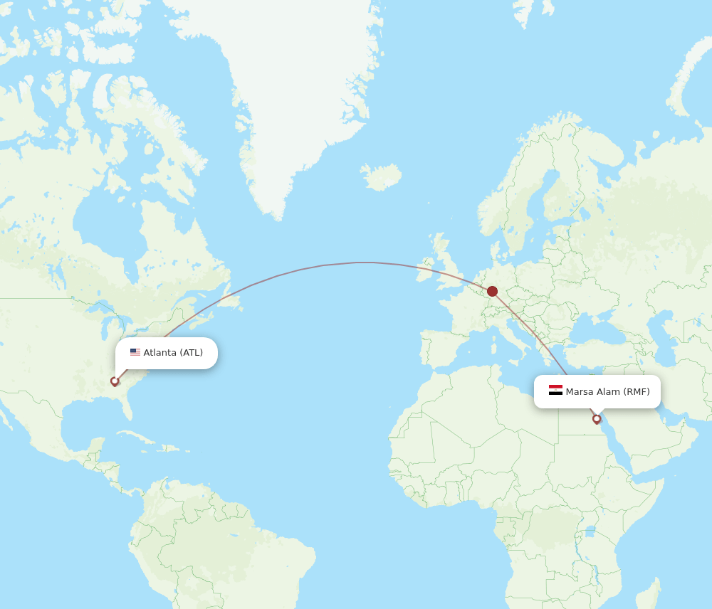 Atlanta - Marsa Alam route map and flight paths
