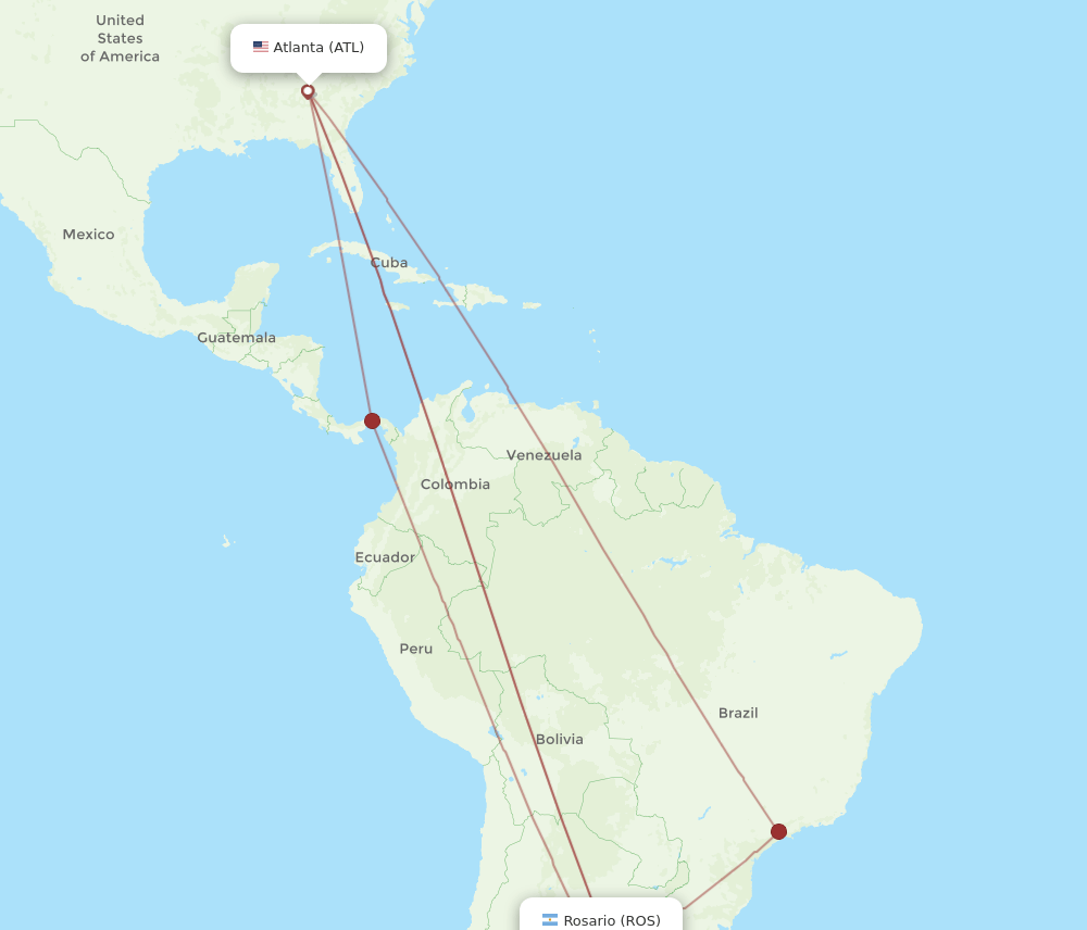 ATL-ROS flight routes