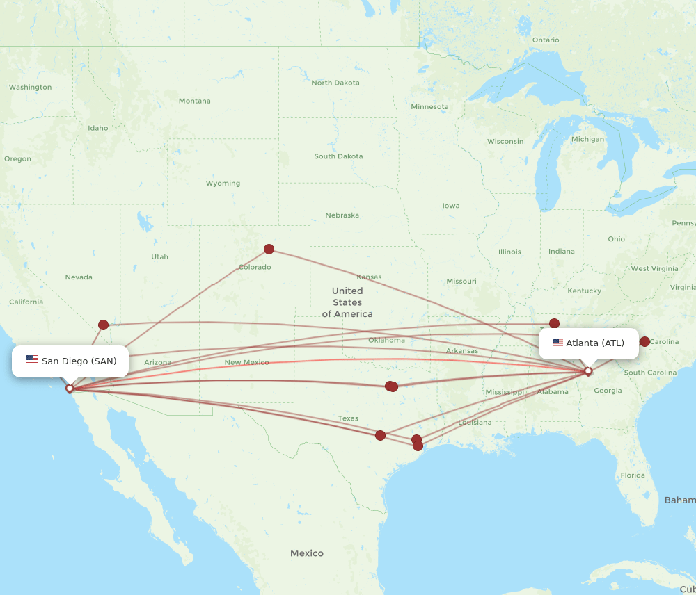 ATL-SAN flight routes