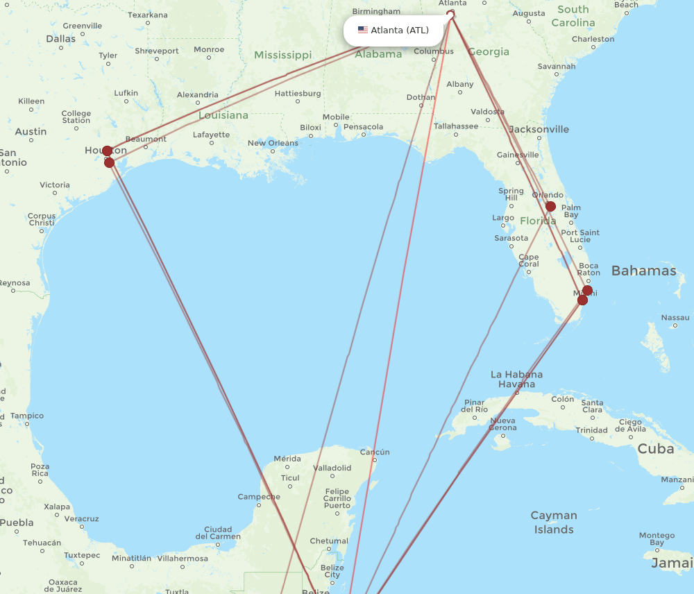 ATL-SAP flight routes