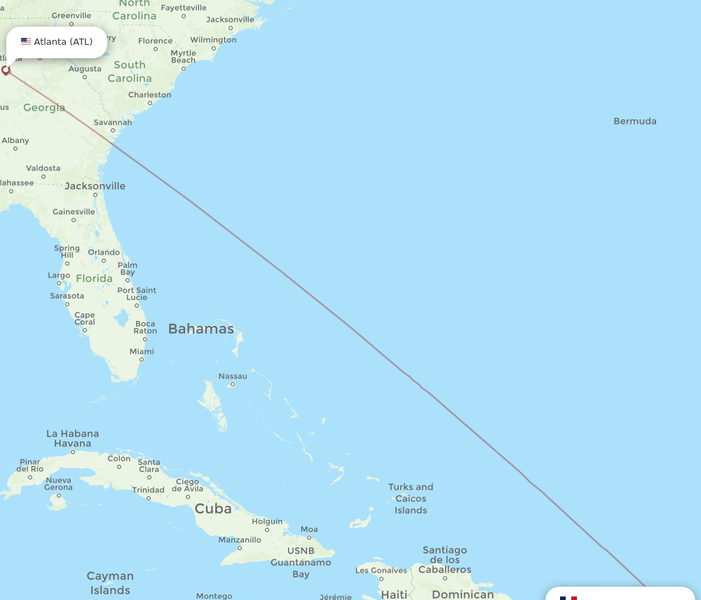 ATL-SBH flight routes