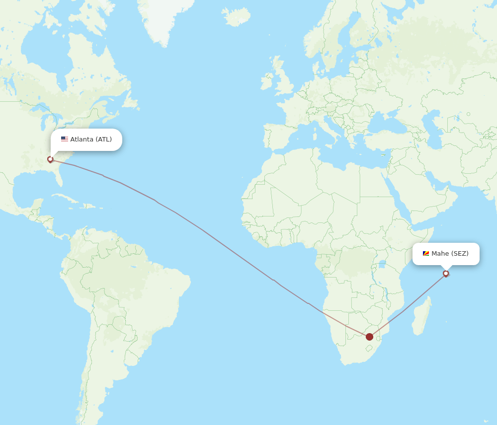 ATL to SEZ flights and routes map