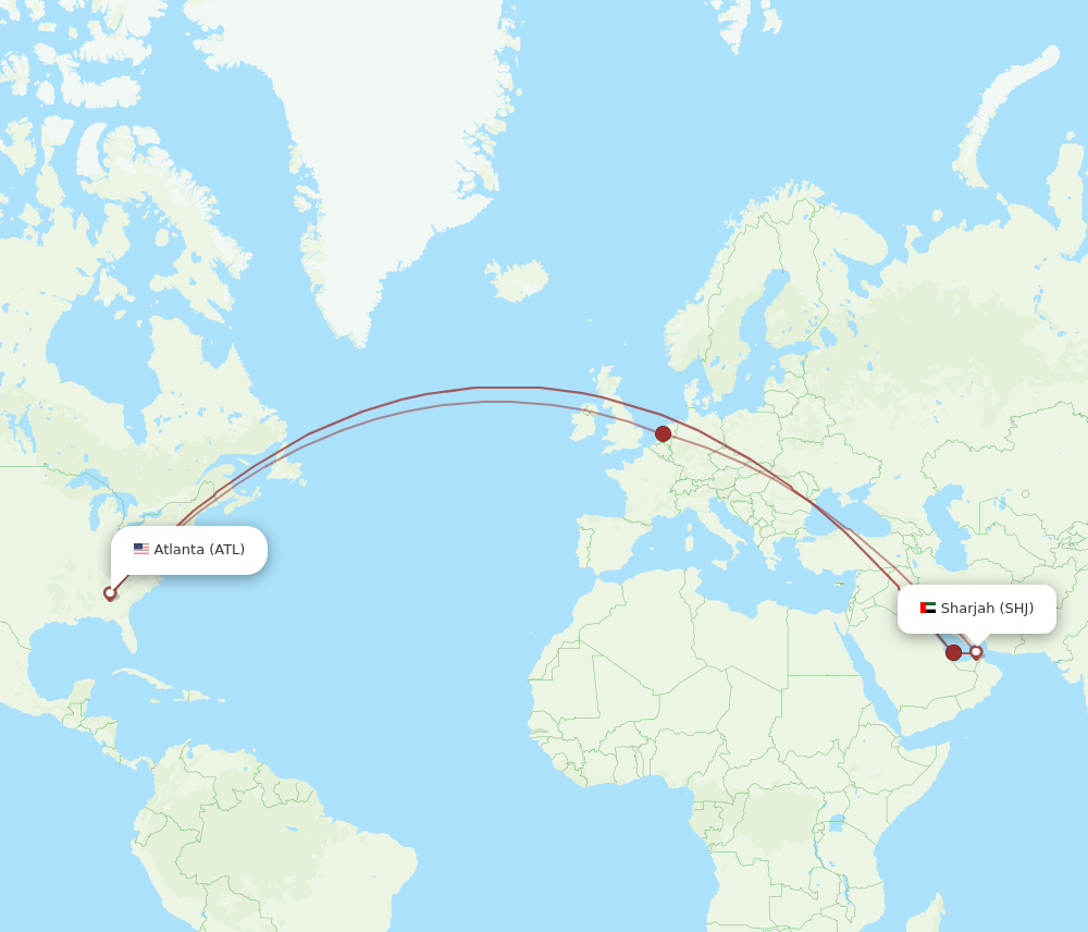 ATL-SHJ flight routes