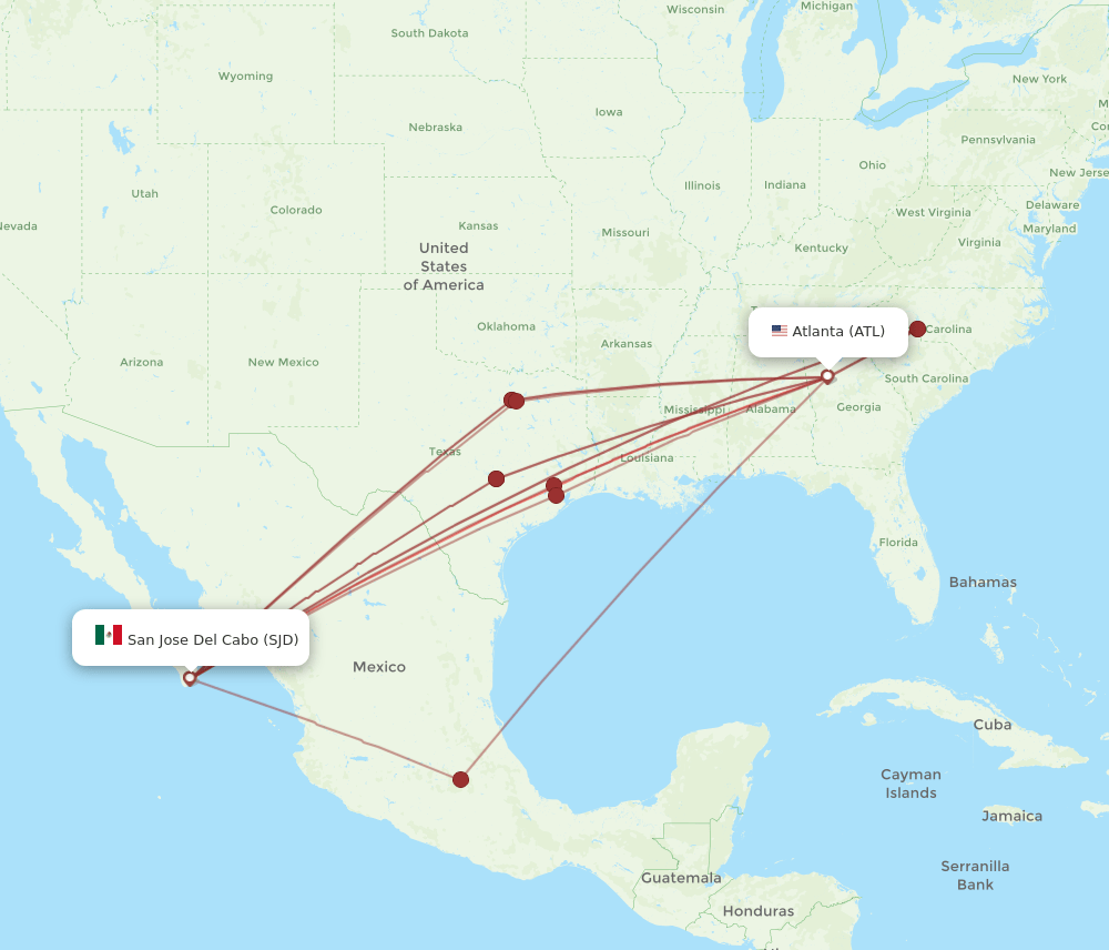 ATL-SJD flight routes