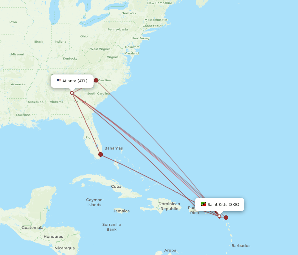 ATL-SKB flight routes