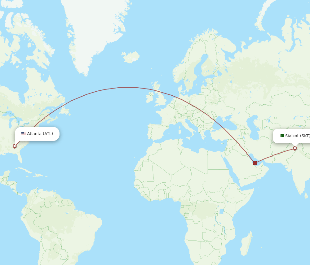 ATL-SKT flight routes