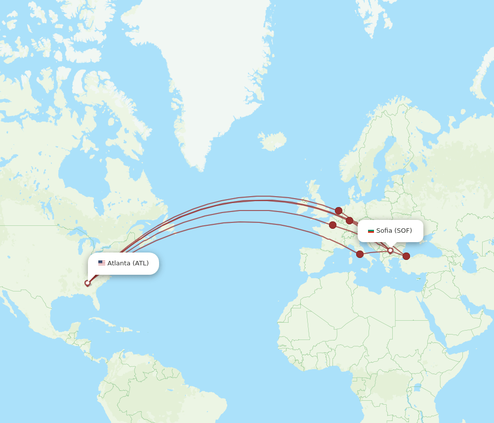 ATL-SOF flight routes