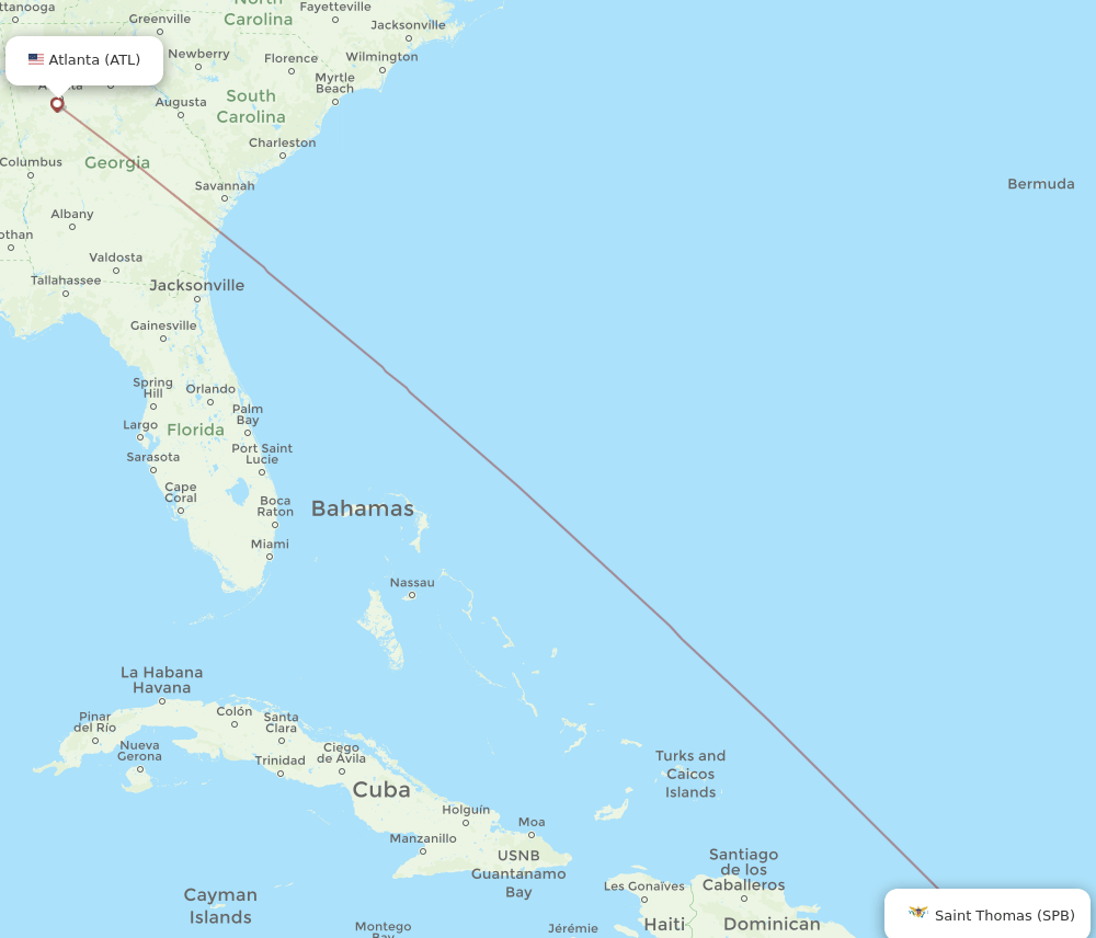 ATL to SPB flights and routes map
