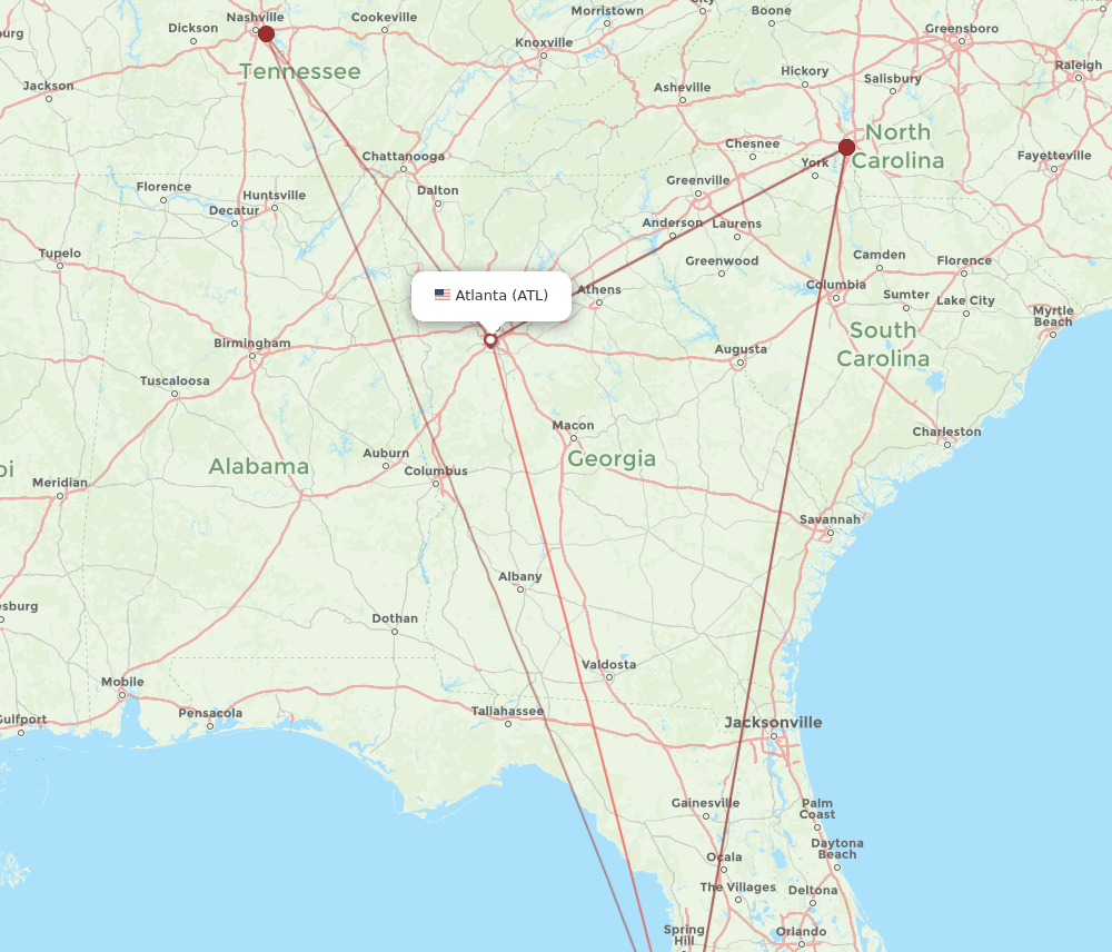 ATL to SRQ flights and routes map