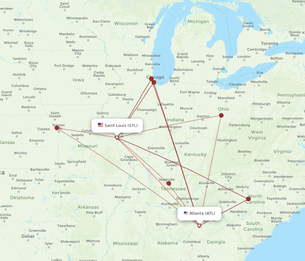 ATL-STL flight routes