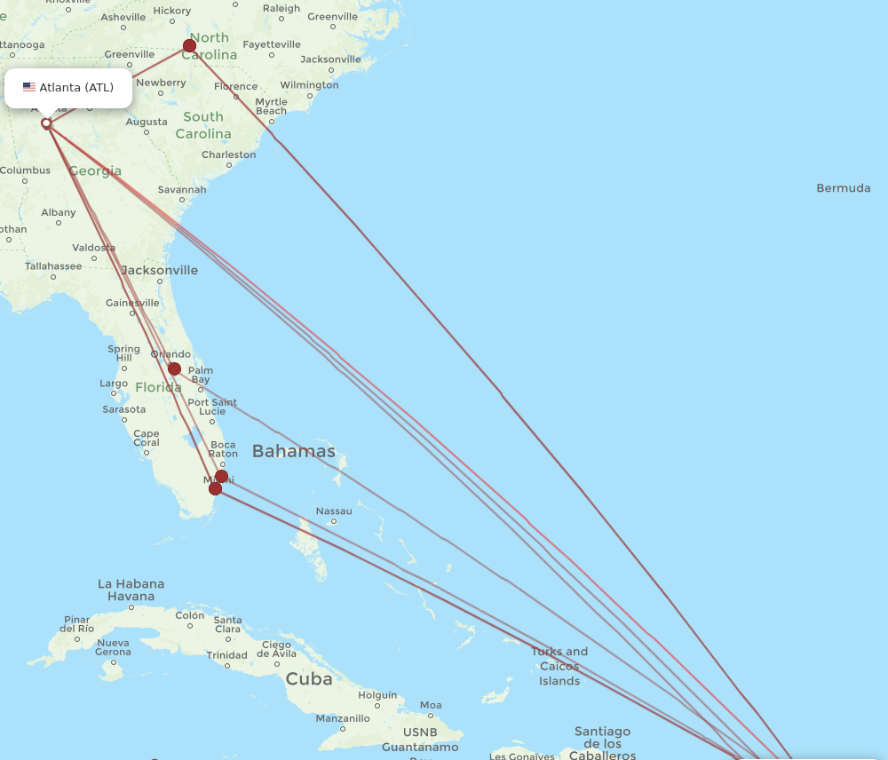 ATL-STT flight routes