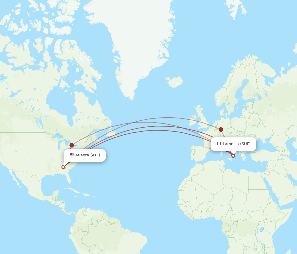 ATL-SUF flight routes