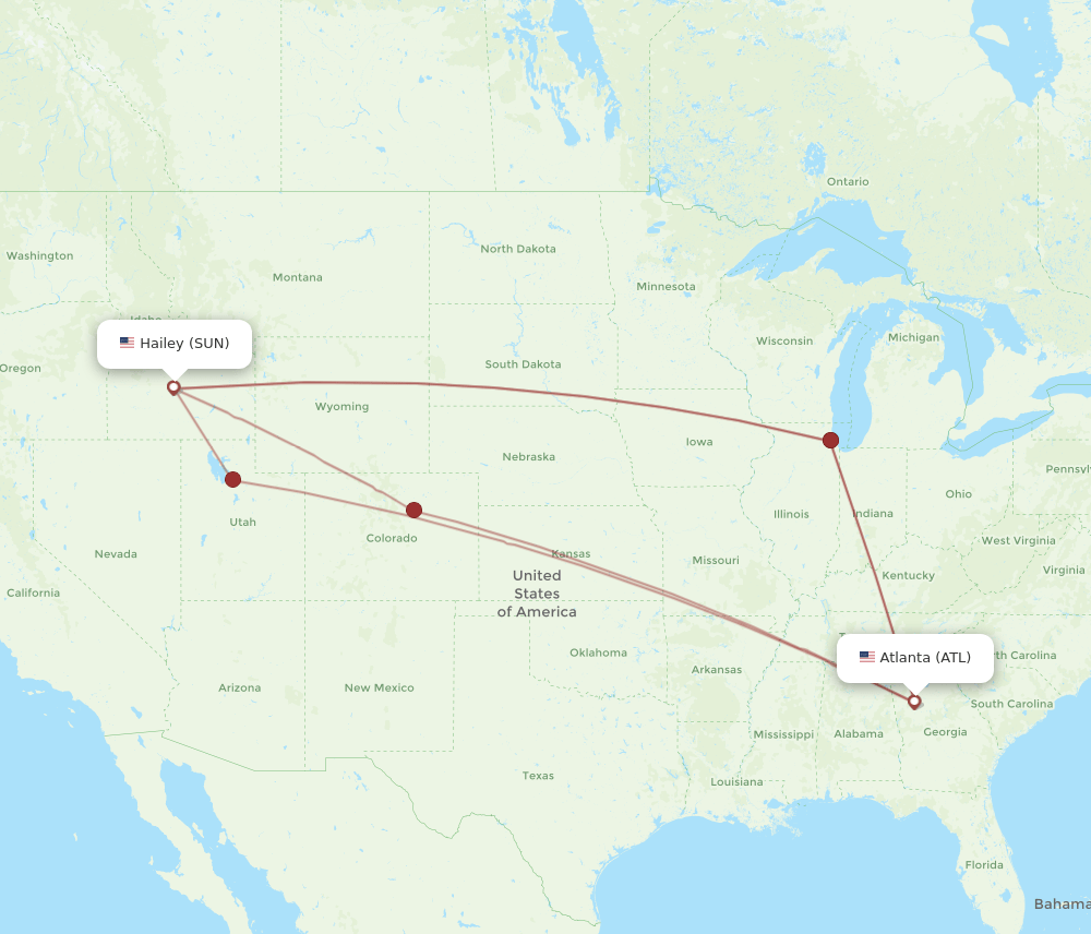 ATL-SUN flight routes