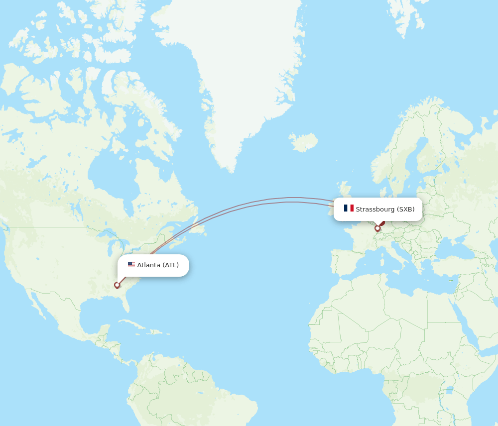 ATL to SXB flights and routes map