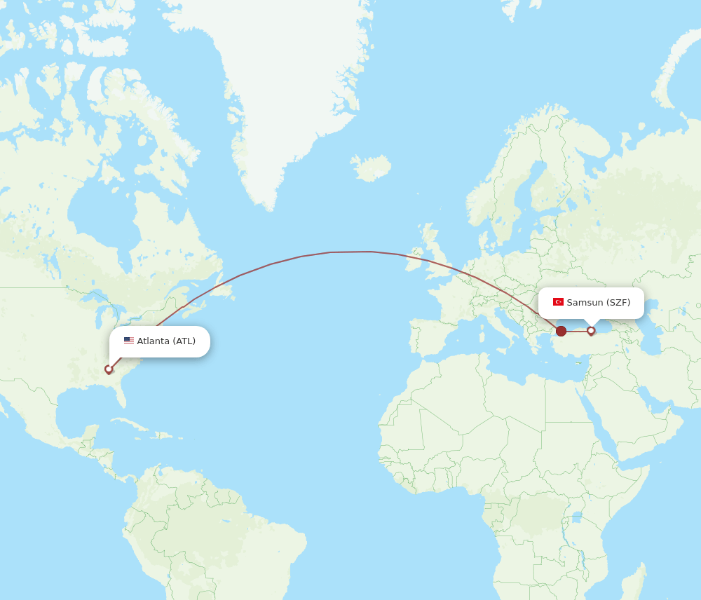 ATL to SZF flights and routes map