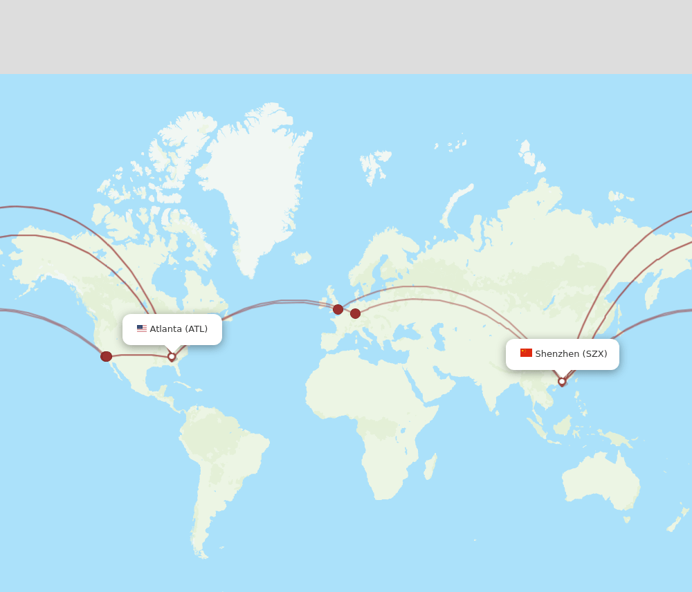 ATL-SZX flight routes