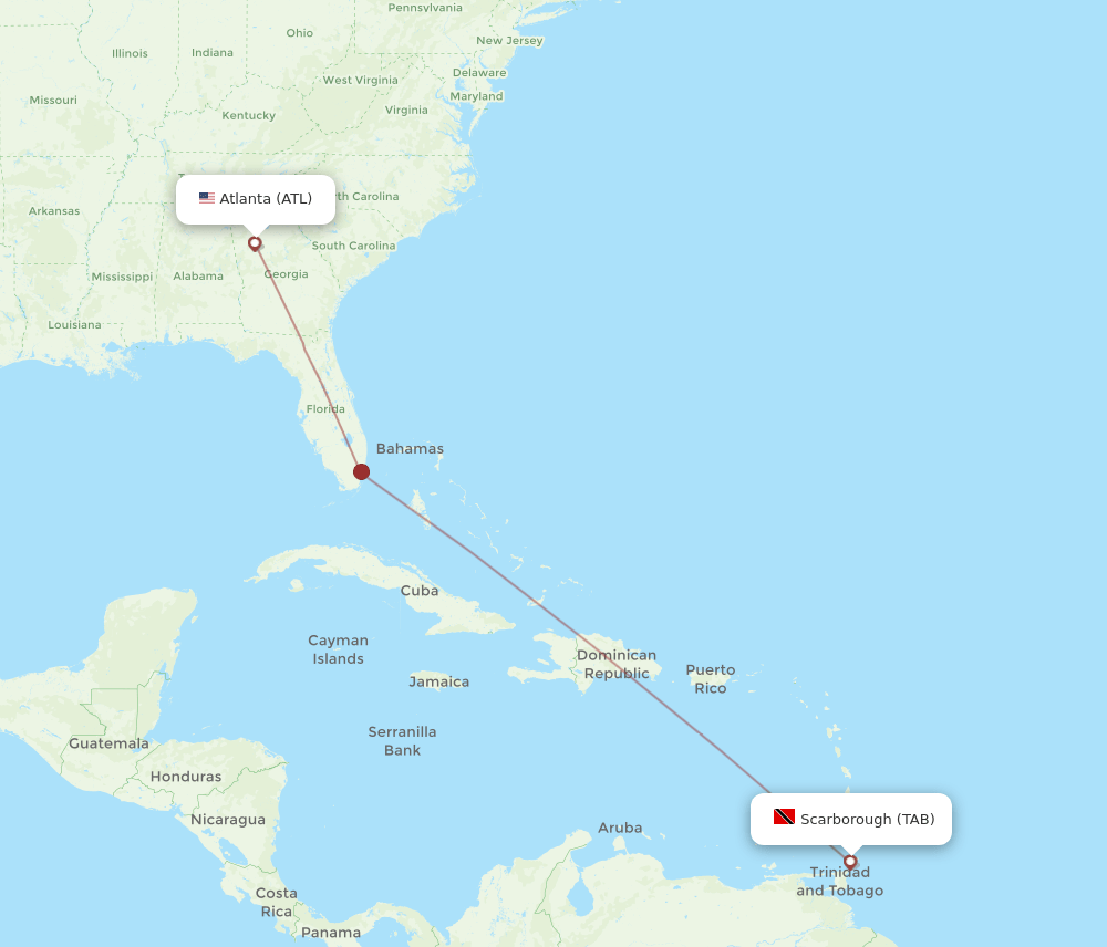 ATL-TAB flight routes