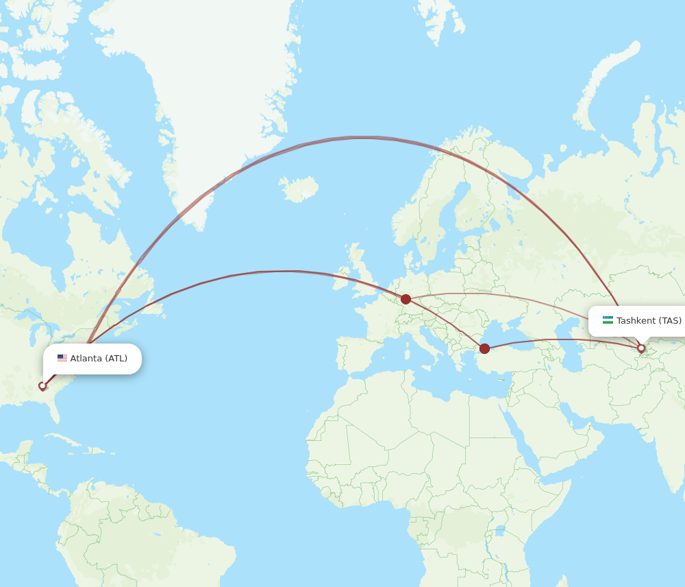 ATL-TAS flight routes