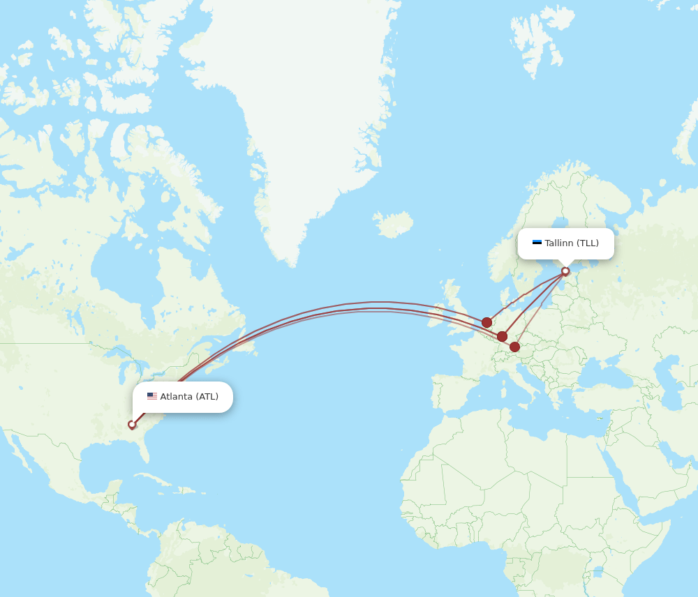 ATL-TLL flight routes