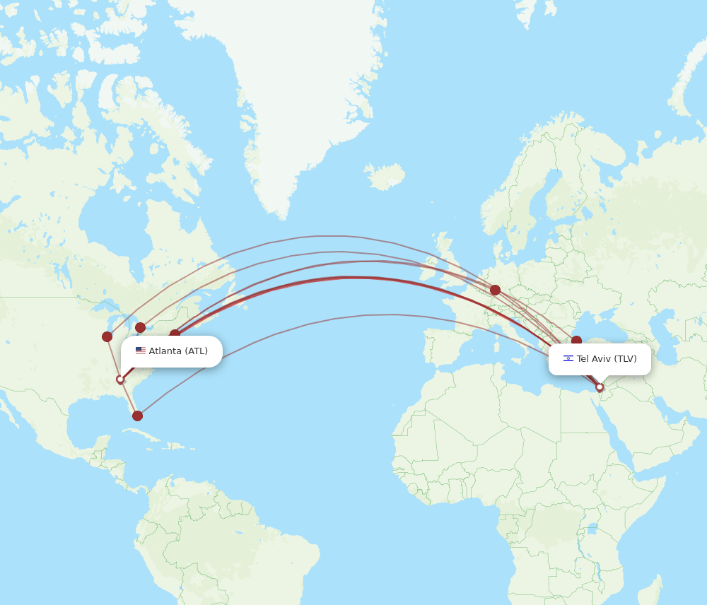 ATL-TLV flight routes